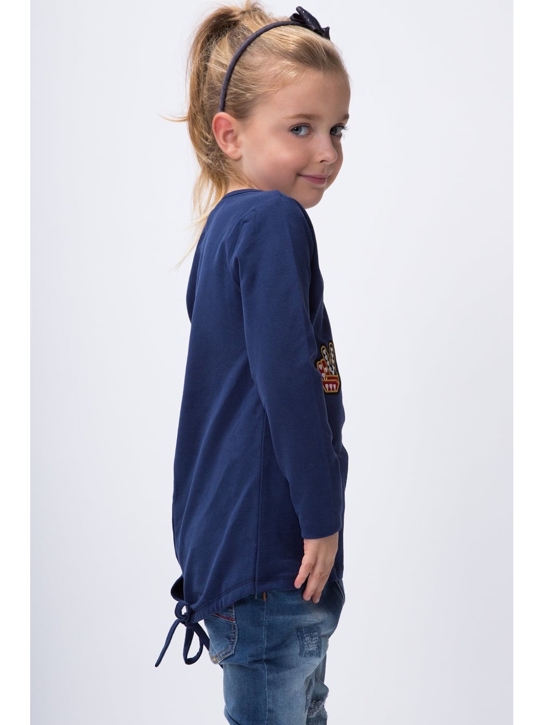 Blouse with patches, navy blue NDZ8129 - Online store - Boutique